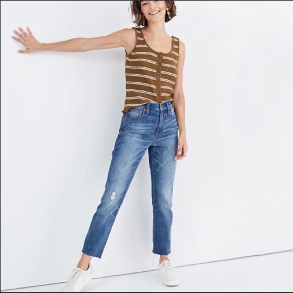 Madewell Highrise Slim Crop Boy Jean Raw Hem Edge